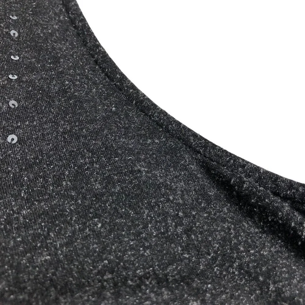 Alberto Makali Top Womens Large Heather Black Sequins Soft Stretch Knit Tank - Picture 2 of 11